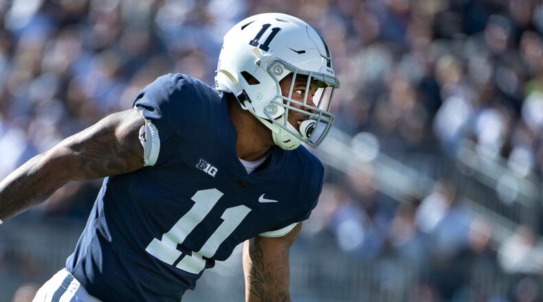 Penn State linebacker Micah Parsons (11) in action against Purdue Saturday, Oct. 5, 2019, in State College, Pa. Parsons opted out of the 2020 college football season. (Barry Reeger/AP)