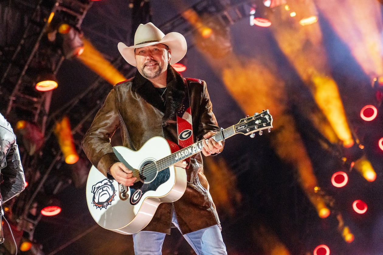 Jason Aldean performs in Nashville in December. On Saturday, he'll perform with Luke Bryan at Sanford Stadium in Athens. (Amy Harris/Invision/AP)