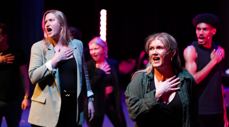 Playwright and actor Alexis Elisa Macedo and Patty De La Garza in "Chicana Legend" at the 2023 SheATL Festival. This year's edition continues through Sept. 9 at 7 Stages Theatre.