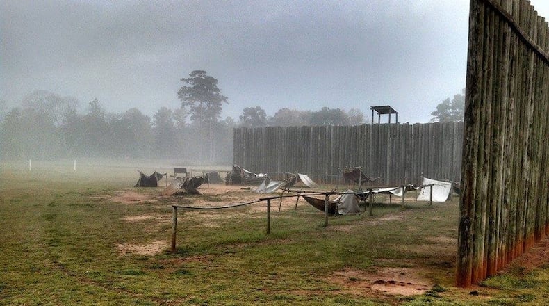 The northeast corner of Andersonville National Historic Site includes re-creations of the prison’s stockade walls, the so-called “dead zone” and the types of makeshift tents once used by the captured Union soldiers who were held there. CONTRIBUTED BY NATIONAL PARK SERVICE
