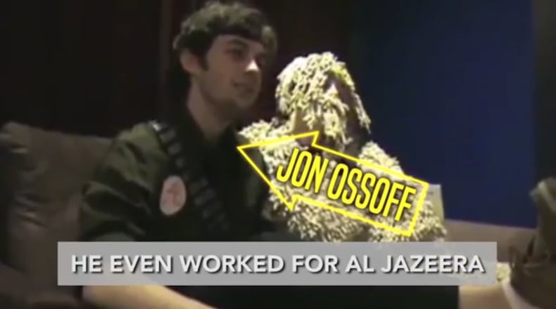 Jon Ossoff in a campaign attack ad linking him to Al Jazeera. AJC file