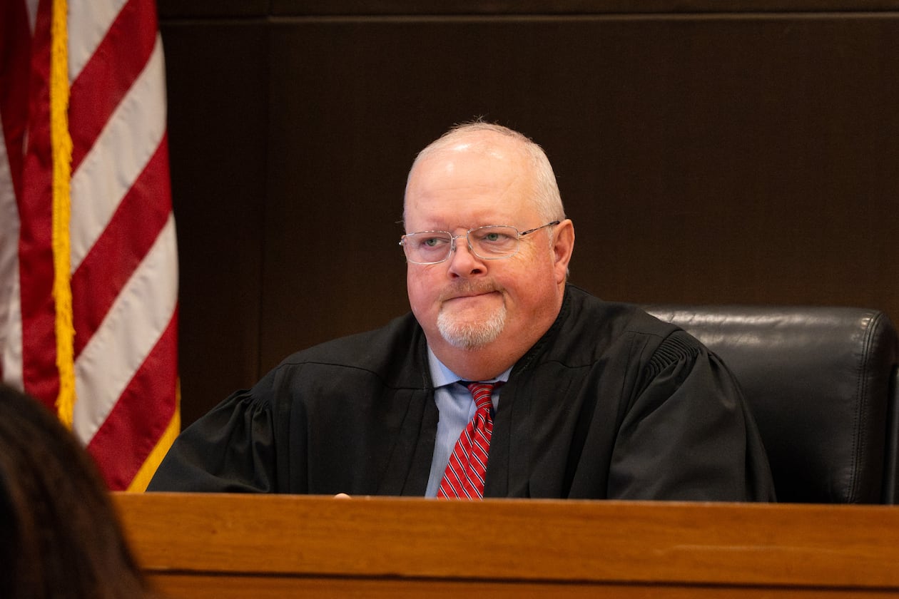 Fulton County Magistrate Court Judge Todd Ashley hears testimony at a hearing on Wednesday, Dec. 10, 2025, in the case against Shannen Grimes, who faces a murder charge in the death of her daughter. (Ben Hendren for the AJC)
