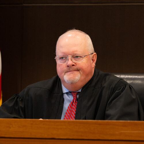 Fulton County Magistrate Court Judge Todd Ashley hears testimony at a hearing on Wednesday, Dec. 10, 2025, in the case against Shannen Grimes, who faces a murder charge in the death of her daughter. (Ben Hendren for the AJC)
