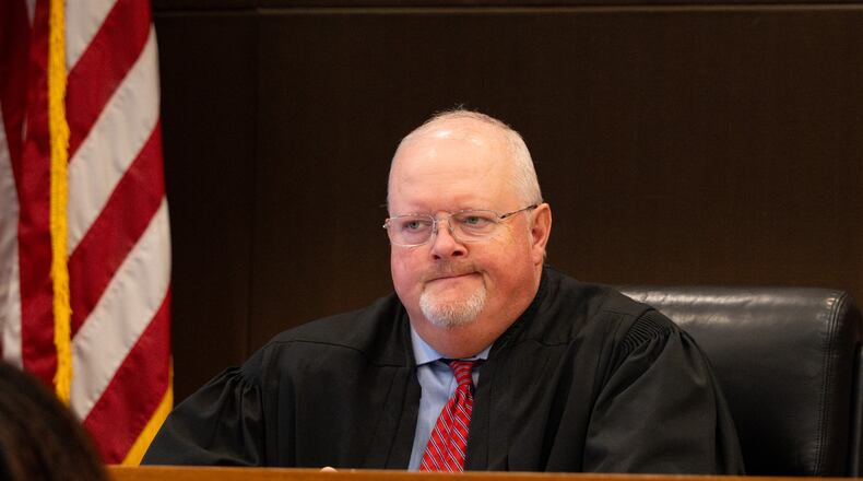 Fulton County Magistrate Court Judge Todd Ashley hears testimony at a hearing on Wednesday, Dec. 10, 2025, in the case against Shannen Grimes, who faces a murder charge in the death of her daughter. (Ben Hendren for the AJC)