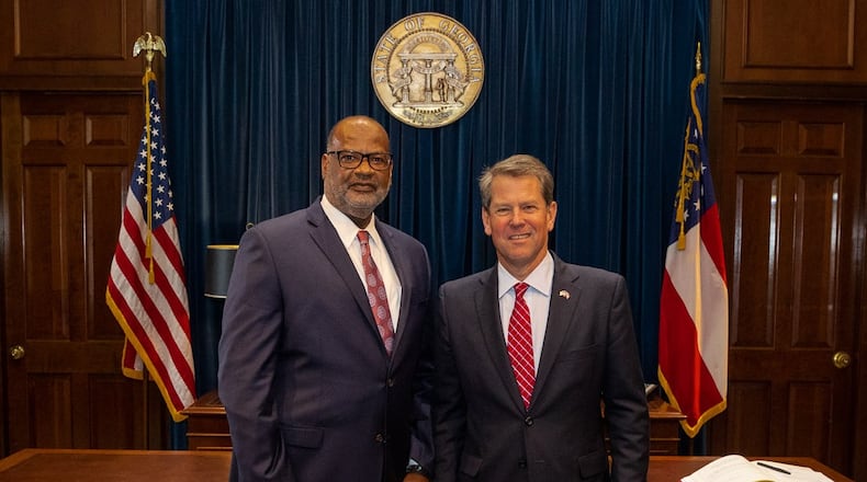 Allen Poole and Gov. Brian Kemp.