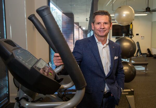 Portrait of CEO Pat Flood in the new workout rom at the Supreme Lending Southeastern region offices in Alpharetta on Wednesday January 20, 2021. For a story on the Top Workplace midsize category.PHIL SKINNER FOR THE ATLANTA JOURNAL-CONSTITUTION.