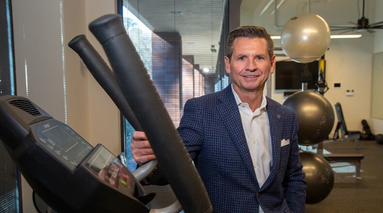 Portrait of CEO Pat Flood in the new workout rom at the Supreme Lending Southeastern region offices in Alpharetta on Wednesday January 20, 2021. For a story on the Top Workplace midsize category.PHIL SKINNER FOR THE ATLANTA JOURNAL-CONSTITUTION.