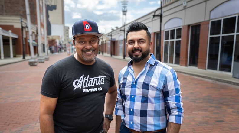 Alton Shields, CEO and general manager of Atlanta Brewing Company (left) and Shaneel Lalani, CEO and founder of Lalani Ventures. (Handout