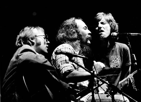 From left, Stephen Stills, David Crosby and Graham Nash of Crosby, Stills & Nash perform at the St. Paul Civic Center Arena in 1977 in Minnesota. Tom Sweeney/TNS 1977