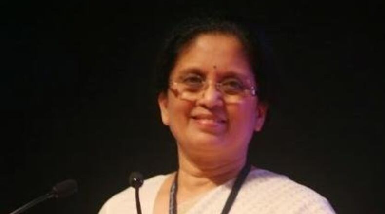 Jaya Row of the Vendata Vision, spoke recently in Gwinnett on happiness and inspired living. Courtesy Jaya Row
