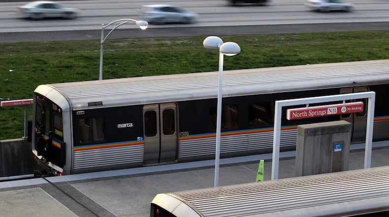 A MARTA train at North Springs station on Georgia 400, the northernmost stop on the system’s Red Line. Credit Curtis Compton/CCOMPTON@AJC.COM AJC File Photo