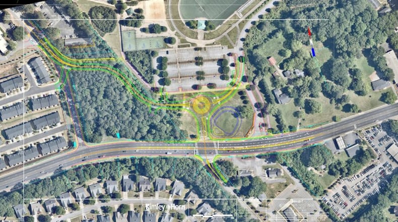 Lilburn has broken ground on the Hood Road/Bryson Park realignment project at the park entrance, 5075 Lawrenceville Highway. (Courtesy Lilburn Community Improvement District)
