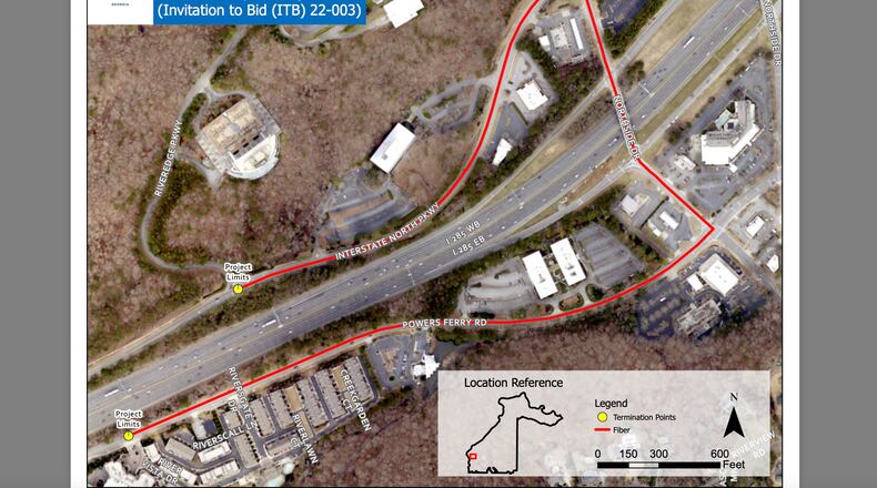 Sandy Springs will connect the traffic signal at Interstate North Parkway and River Edge Parkway and add additional CCTV coverage on Interstate North Parkway and Powers Ferry Road. (Courtesy City of Sandy Springs)