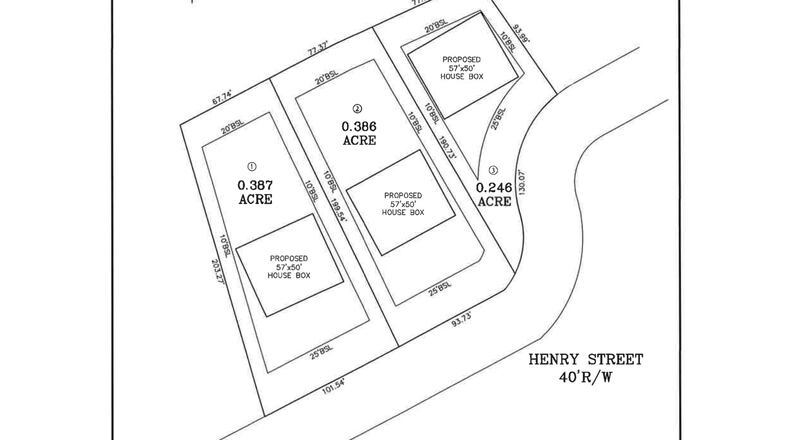 Braselton Broadway, LLC is requesting zoning to allow for the construction of three homes on just over one acre on Henry Street. (Courtesy Town of Braselton)
