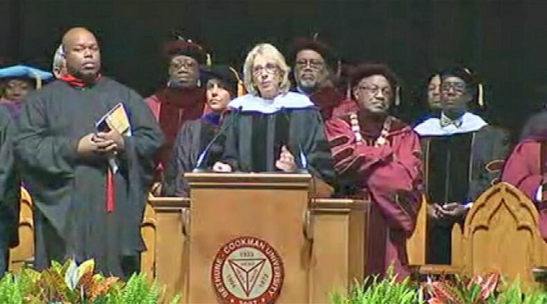 U.S. Secretary of Education Betsy DeVos was roundly booed by students at Bethune-Cookman University’s commencement.
