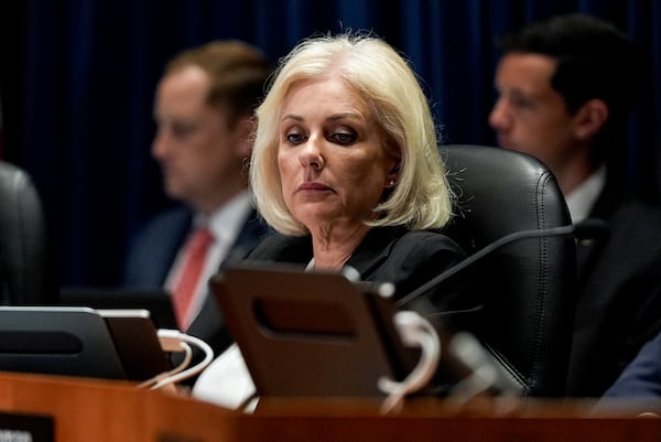 National Transportation Safety Board chairman Jennifer Homendy listens during a meeting about Alaska Airlines Flight 1282, Tuesday, June 24, 2025. (AP Photo/Julia Demaree Nikhinson)