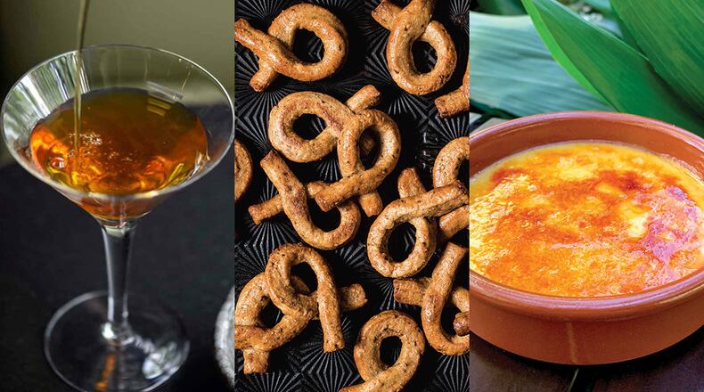 Bobby Burns cocktail, taralli and Crema Catalana