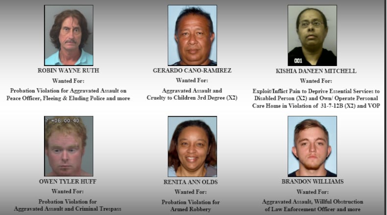 The Gwinnett County Sheriff's Office is searching for these six suspects with outstanding warrants.