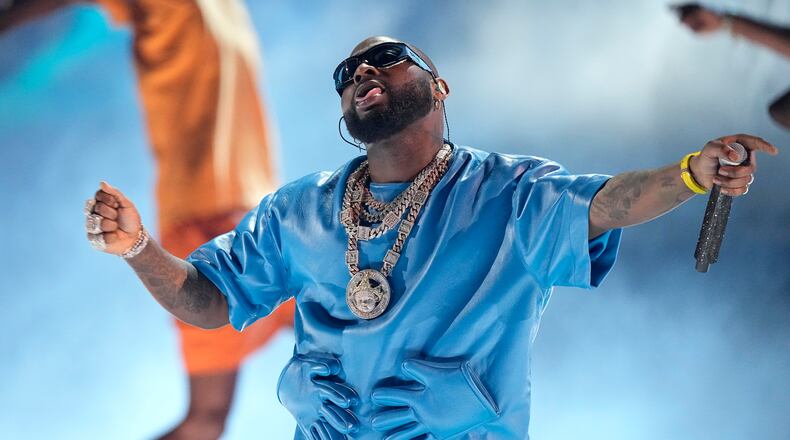 Davido performs a medley at the BET Awards on Sunday, June 25, 2023, at the Microsoft Theater in Los Angeles. (AP Photo/Mark Terrill)