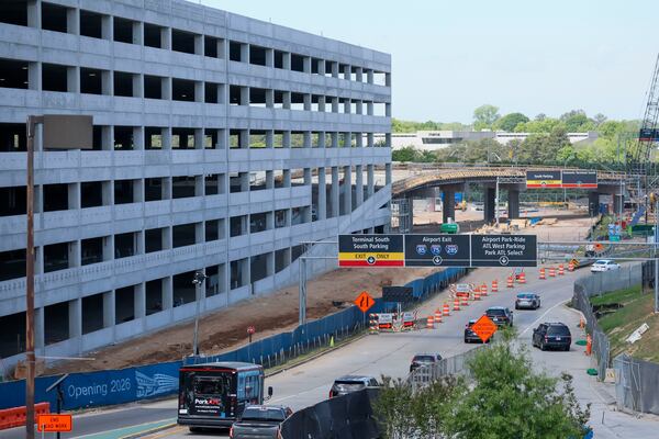 A section of the South Terminal parking facility is shown under construction earlier this year.
(Miguel Martinez / AJC)