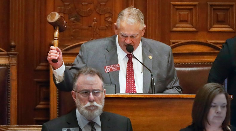 January 13, 2020 - Atlanta - House Speaker David Ralston adjourns the first day of the 2020 legislative session.  The Georgia General Assembly started its 2020 session amid a backdrop of an election year.  ACLU volunteers greeted lawmakers and offered copies of the constitution.  Bob Andres / bandres@ajc.com