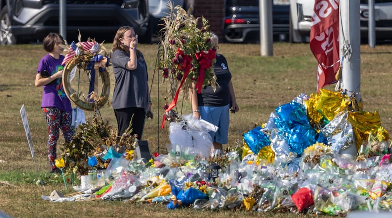 Apalachee High School students returned to the Barrow County campus for the first time Monday, Sept. 23, 2024 after police say a 14-year-old student shot and killed four people at the school on Sept. 4. Barrow County Sheriff Jud Smith called the return “a huge step for us healing” in a briefing with reporters ahead of an open house for students. (John Spink/AJC)