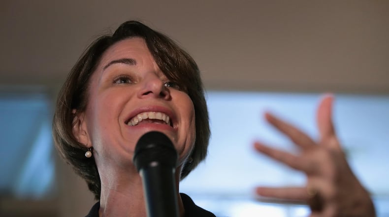 U.S. Sen. Amy Klobuchar, D-Minn., at a campaign stop in Mason City, Iowa, earlier this week. The stop was her first in the state as a presidential candidate seeking the 2020 Democratic nomination. Scott Olson/Getty Images