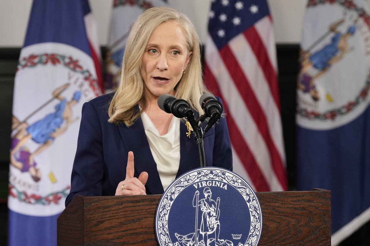 FILE - Virginia Gov. Abigail Spanberger delivers the Democratic response to President Donald Trump's State of the Union address, Feb. 24, 2026, in Williamsburg, Va. (AP Photo/Steve Helber, Pool, File)