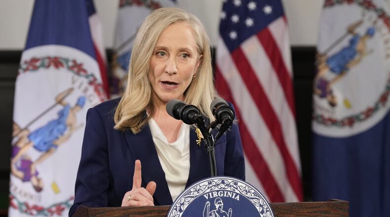 FILE - Virginia Gov. Abigail Spanberger delivers the Democratic response to President Donald Trump's State of the Union address, Feb. 24, 2026, in Williamsburg, Va. (AP Photo/Steve Helber, Pool, File)