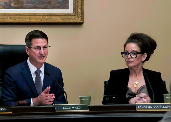 Assembly Member Christopher Ward, D-San Diego, presents arguments against bills to pass rules banning transgender student-athletes Tuesday, April 1, 2025, in Sacramento, Calif. (AP Photo/Yuri Avila)