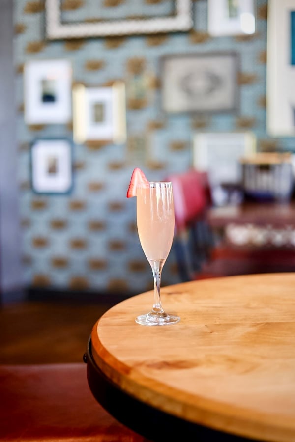 Strawberries are the star in the Seville Sunset, a vodka spritzer with the berry as garnish at Buckhead's Gypsy Kitchen. (Courtesy of Gypsy Kitchen)