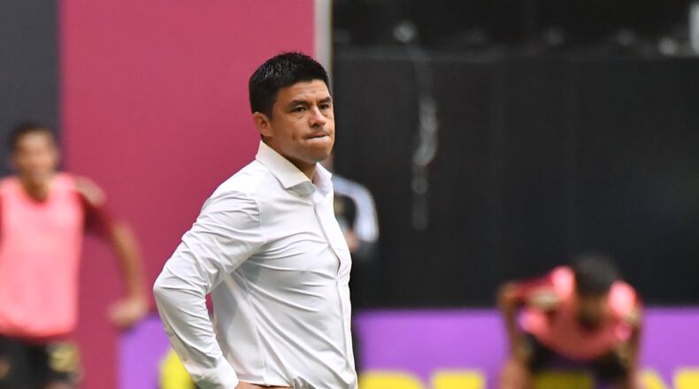 Atlanta United manager Gonzalo Pineda said he and his staff pushed the team hard during the week to improve its fitness, and he thought it showed Sunday. (Hyosub Shin / Hyosub.Shin@ajc.com)