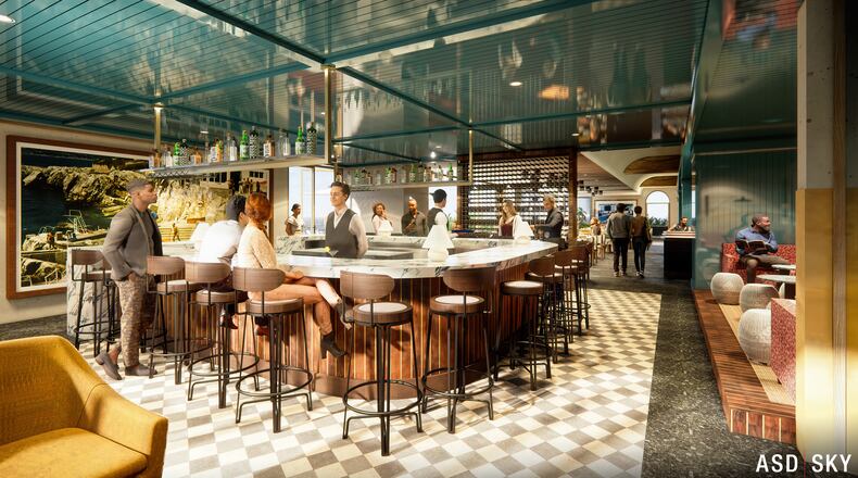 Rendering of the interior of Rooftop L.O.A. at The Interlock.