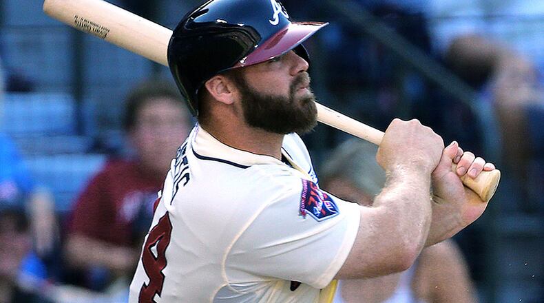 Evan Gattis supplied the Braves' lone run Sunday with a second inning home run off the Marlins' starter Nathan Eovaldi at Turner Field in Atlanta.