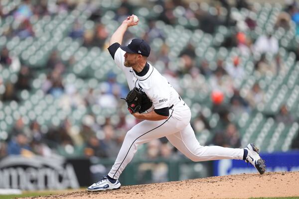 Detroit Tigers pitcher Will Vest throws against the New York Yankees in the eighth inning during a baseball game, Wednesday, April 9, 2025, in Detroit. (AP Photo/Paul Sancya)