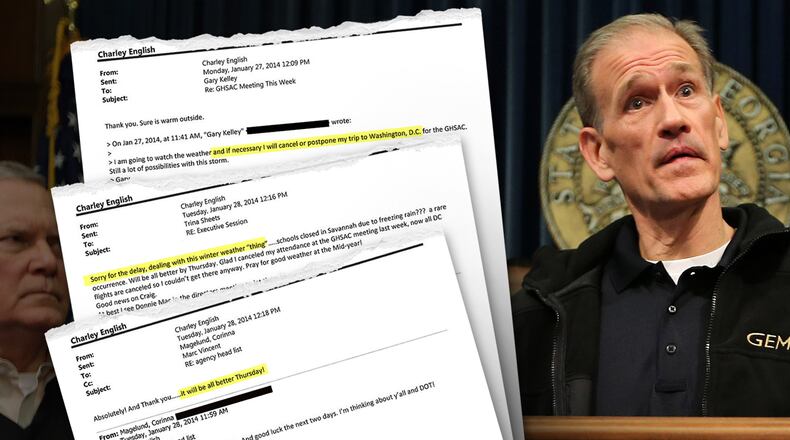 GEMA Director Charley English answer a question during a contentious press conference Wednesday January 29, 2014.