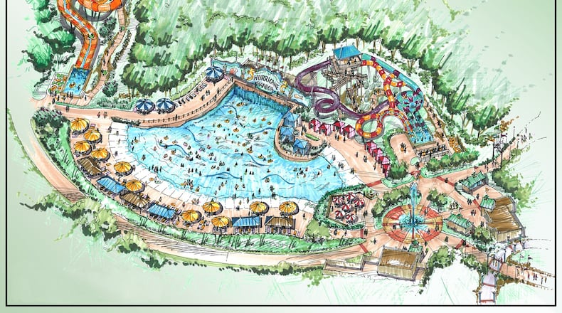 Rendering of new water park planned: Hurricane Harbor Flat at Six Flags Over Georgia. Contributed