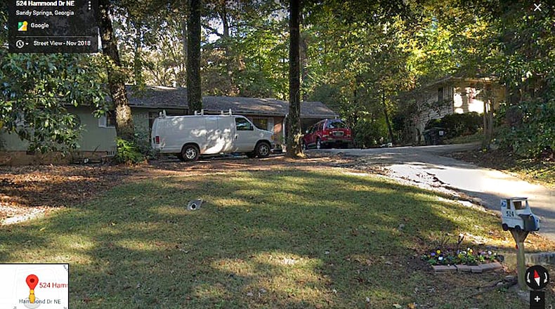 A house and its lot at 524 Hammond Drive and two other properties are being acquired by Sandy Springs for the planned widening of Hammond. GOOGLE MAPS