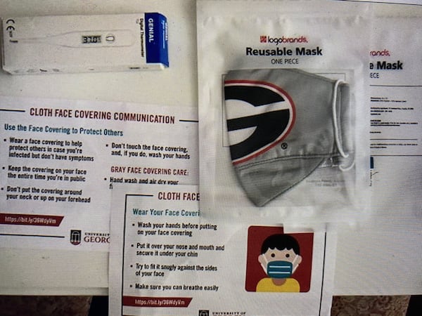 The University of Georgia is sending reusable cloth masks and thermometers to students to help prevent the spread of COVID-19 on its campuses.