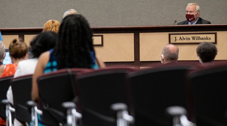 200716-Suwanee-J. Alvin Wilbanks, superintendent of Gwinnett County Public Schools, listens to public comment during a school board meeting Thursday evening July16, 2020. Ben Gray for the Atlanta Journal-Constitution