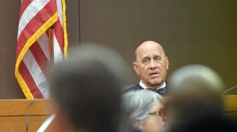 Fulton County Superior Court Judge Jerry Baxter responds to a question from the jury Monday during the second day of deliberations in the Atlanta Public Schools test-cheating trial. (Kent D. Johnson, The Atlanta Journal-Constitution)