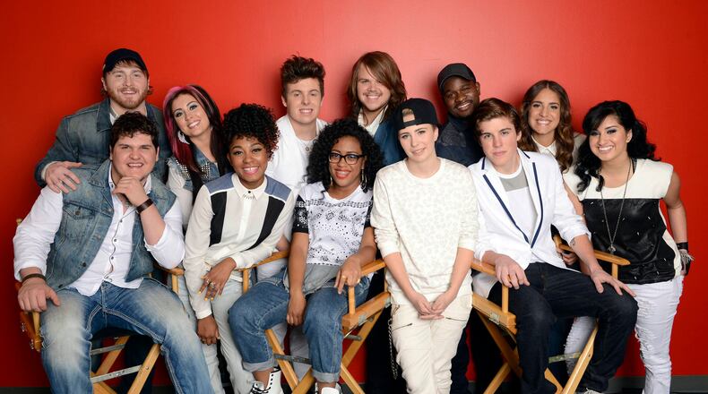 AMERICAN IDOL XIII: TOP 12: L-R: Ben Briley, Dexter Roberts, Jessica Meuse, Majesty Rose, Alex Preston, Malaya Watson, Caleb Johnson, MK Nobillette, C. J. Harris, Alex Preston, Emily Piriz and Jena Irene on AMERICAN IDOL XIII airing Thursday, Feb. 27 (8:00-9:00 PM ET / PT) on FOX. CR: Michael Becker / FOX. Copyright 2014 / FOX Broadcasting. AMERICAN IDOL XIII: TOP 12: L-R: Ben Briley, Dexter Roberts, Jessica Meuse, Majesty Rose, Alex Preston, Malaya Watson, Caleb Johnson, MK Nobillette, C. J. Harris, Alex Preston, Emily Piriz and Jena Irene on AMERICAN IDOL XIII airing Thursday, Feb. 27 (8:00-9:00 PM ET / PT) on FOX. CR: Michael Becker / FOX. Copyright 2014 / FOX Broadcasting.