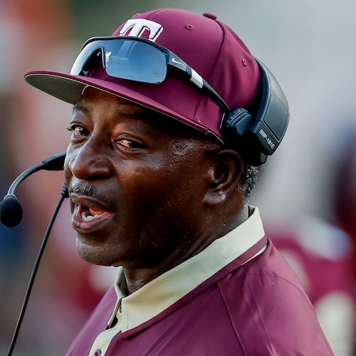 Tucker head coach Lonnie Jones during the first half of a high school football game between Tucker and Stephenson at Hallford Stadium, Friday, Sept. 4, 2026, in Clarkston, Ga. (Erik S. Lesser for the AJC)