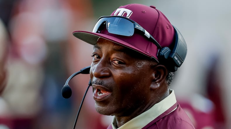 Tucker head coach Lonnie Jones during the first half of a high school football game between Tucker and Stephenson at Hallford Stadium, Friday, Sept. 4, 2026, in Clarkston, Ga. (Erik S. Lesser for the AJC)