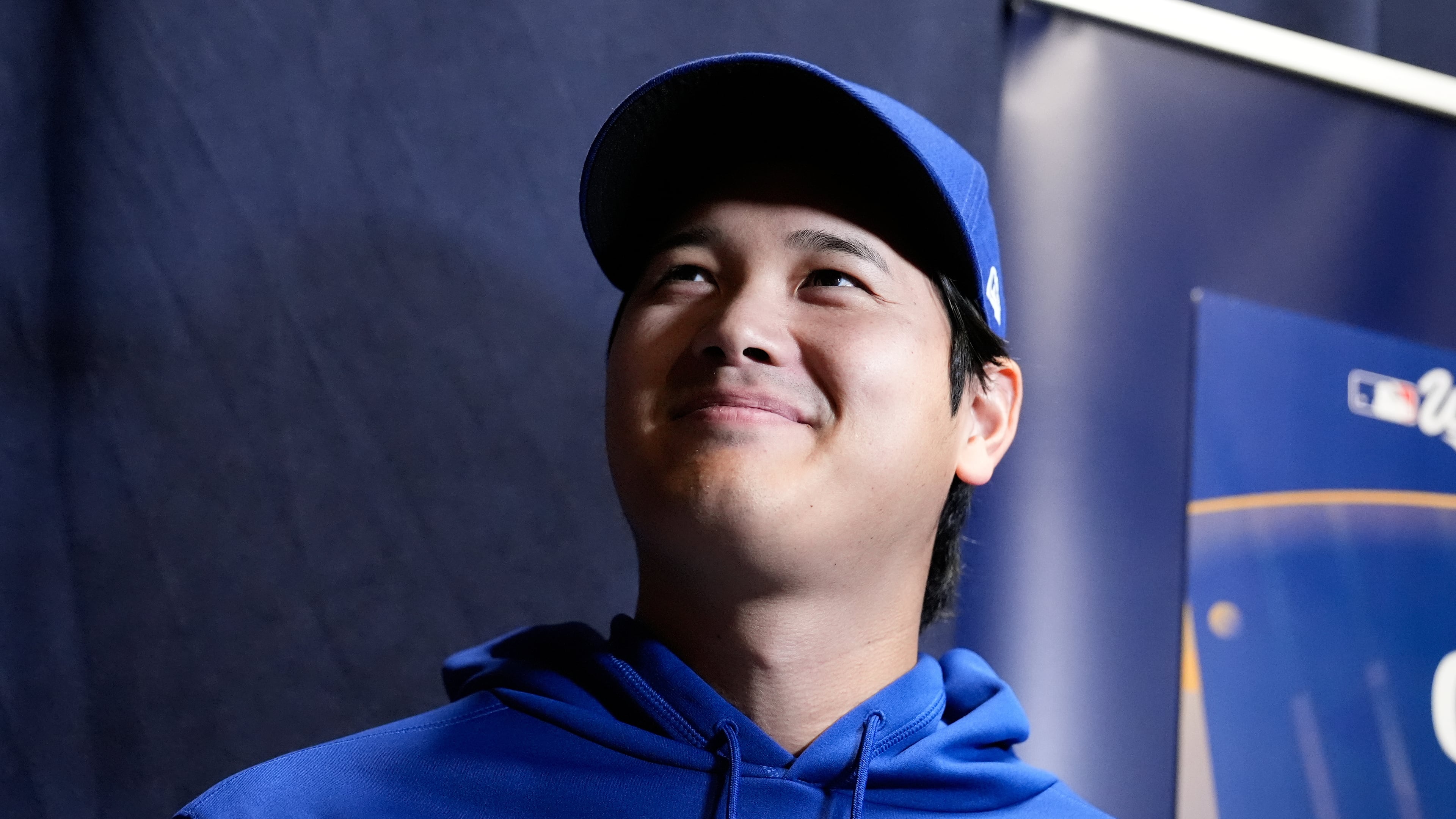 Los Angeles Dodgers' Shohei Ohtani speaks during a World Series baseball media day, Thursday, Oct. 23, 2025, in Toronto. The Toronto Blue Jays face the Los Angeles Dodgers in Game 1 on Friday. (AP Photo/Brynn Anderson)