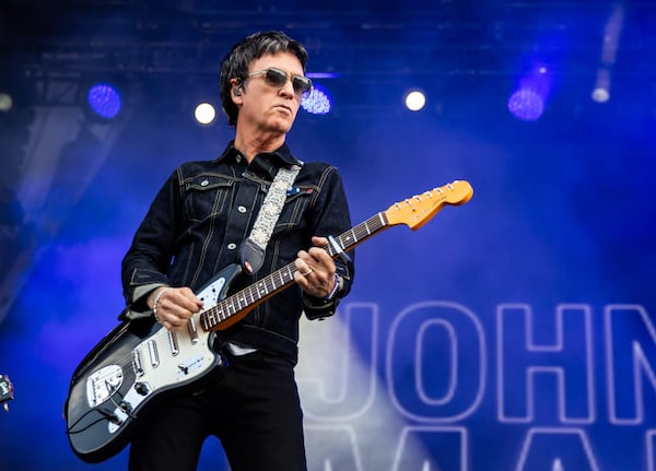 Standout guitarist Johnny Marr plays through a flawless set that included hits by his former band, the Smiths, during the Shaky Knees Music Festival at Piedmont Park on Saturday, Sept. 20, 2025, in Atlanta. (Ryan Fleisher for the AJC)