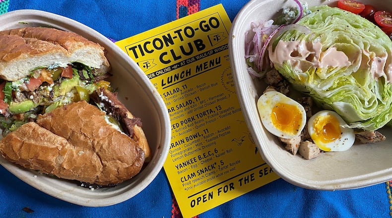 You can get Ticonderoga Club spiced pork torta and Cobb salad in to-go bowls. CONTRIBUTED BY BOB TOWNSEND