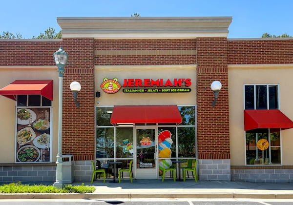 A Jeremiah's Italian Ice storefront in a strip mall