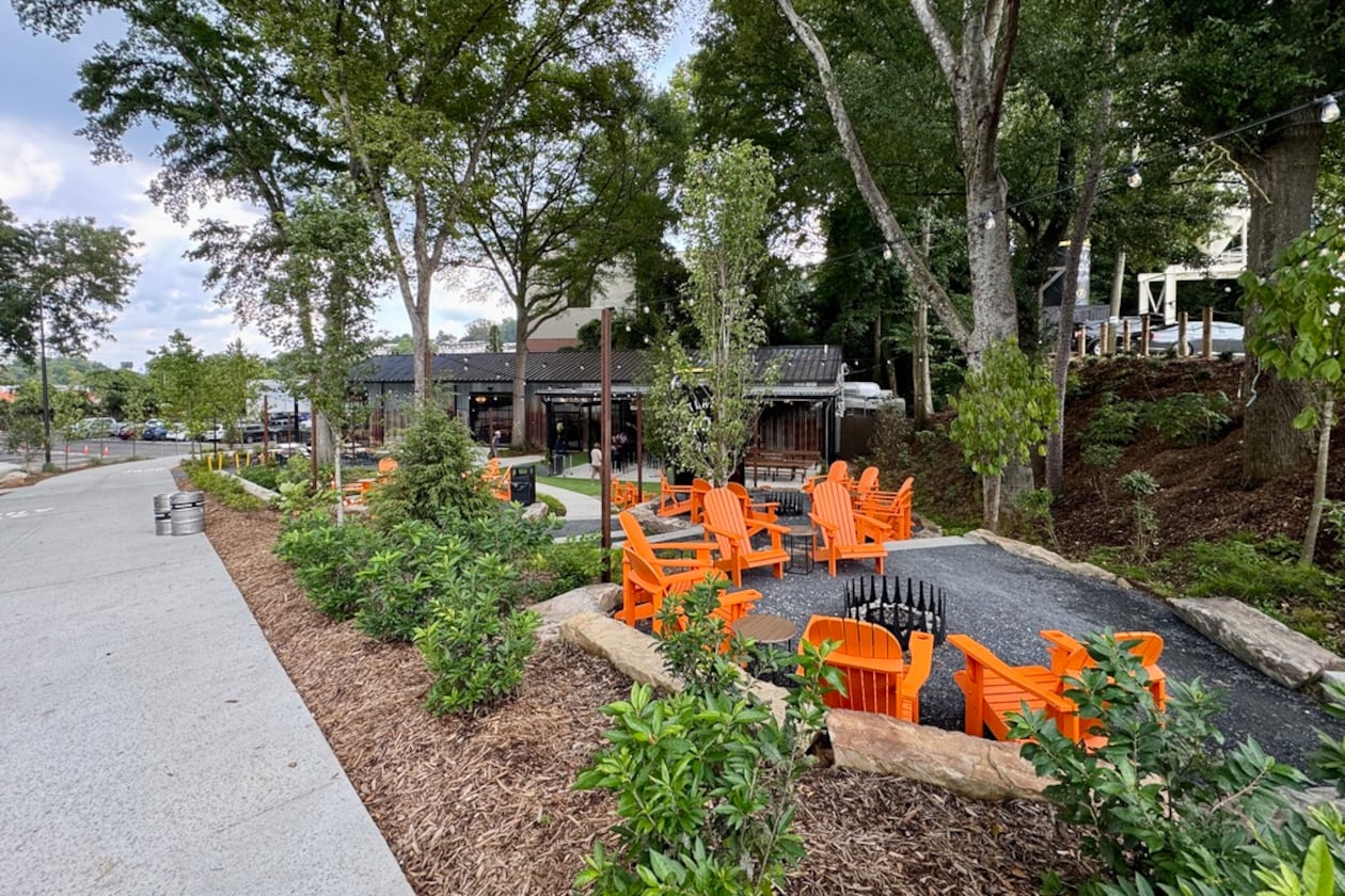 The outdoor space at Monday Night Brewing's West Midtown expansion, the Grove, fronts the Northwest Beltline Trail. (Courtesy of Wendell Weithers Photography)