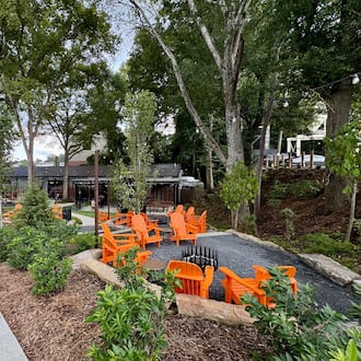The outdoor space at Monday Night Brewing's West Midtown expansion, the Grove, fronts the Northwest Beltline Trail. (Courtesy of Wendell Weithers Photography)